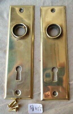 Door Knob Back Plates (pr) Stamped Brass Antique Mission 5 3/8"h x 1 1/2"w