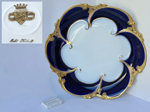 Porcellana Piatto Piastra Blu Cobalto Oro Ilmenau Circa 1950 30,5cm P302