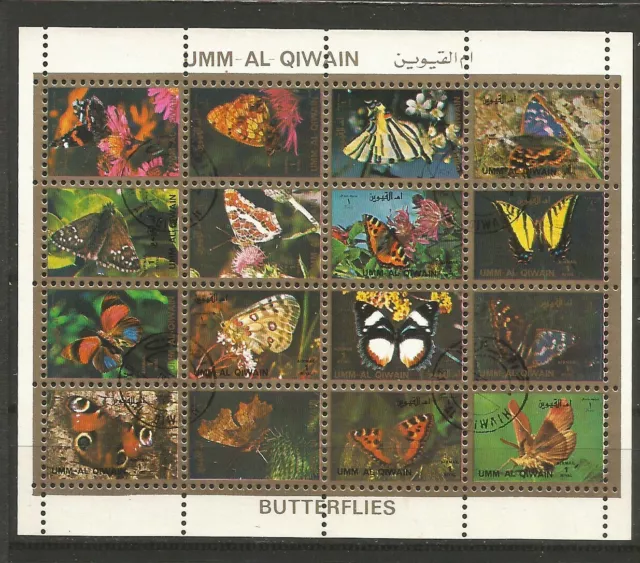 Um Al Qiwain Émirats arabes unis papillons 16 timbres oblitérés /TR5948
