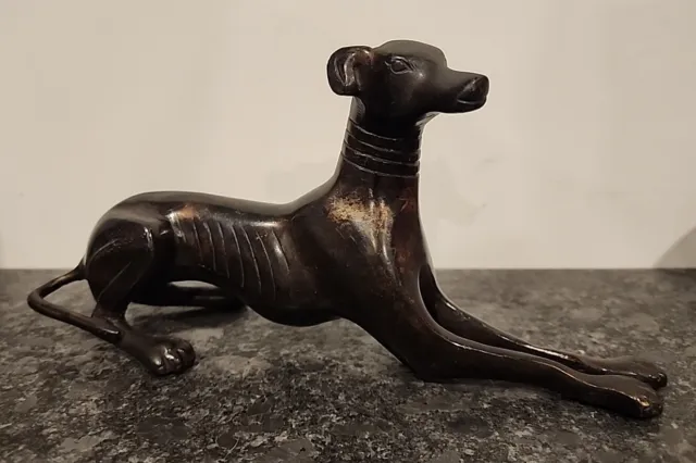 Vintage Bronze Greyhound Dog Figurine Statue Art Deco Heavy 11" Wide