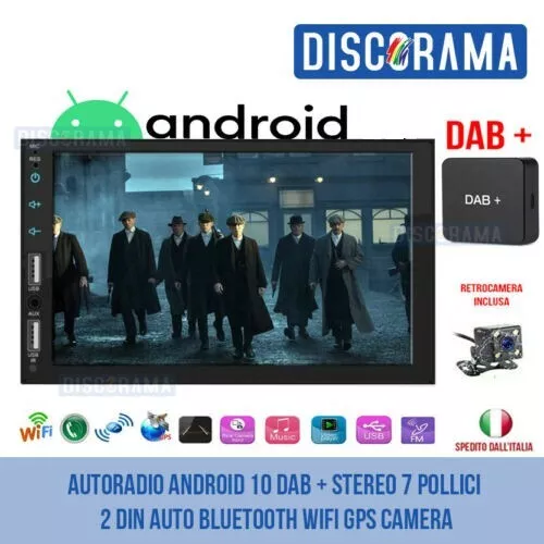 Autoradio Android  Dab + Stereo 7 Pollici 2 Din Auto Bluetooth Wifi Gps Camera