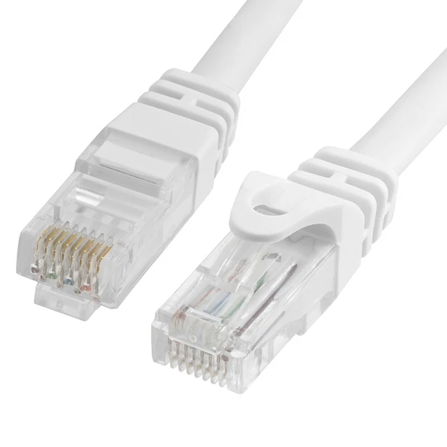 25FT Cat6 Ethernet Cable RJ45 UTP LAN Network Patch Cord 10 Gbps 550MHz - White