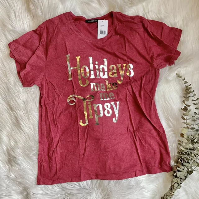 Wildfox Holidays Make Me Tipsy Tee T Shirt Top Size Small NWT $68