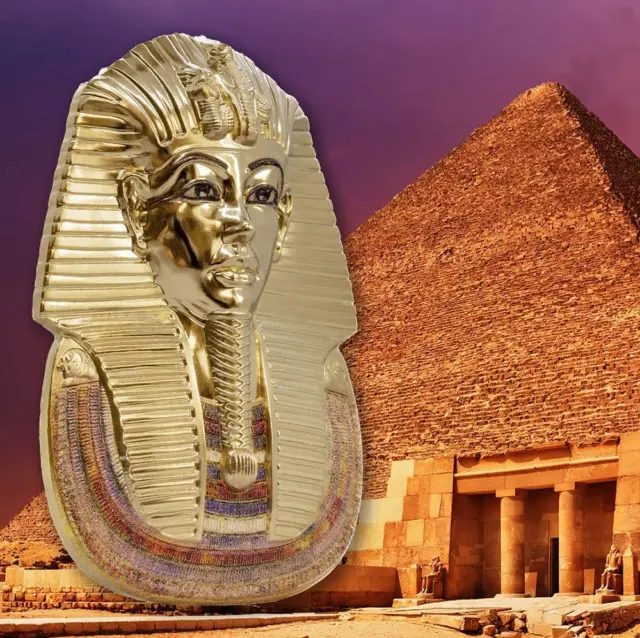 Palau 2022 20$ TUTANKHAMUN MASK Egyptian Art Shaped 3 Oz silber Münze