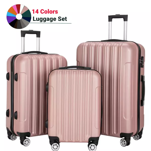 3 Piece Luggage Set Travel Spinner Bag Trolley Suitcase TSA LOCK 20" 24" 28"