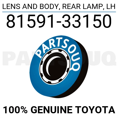 8159133150 Genuine Toyota LENS AND BODY, REAR LAMP, LH 81591-33150 OEM