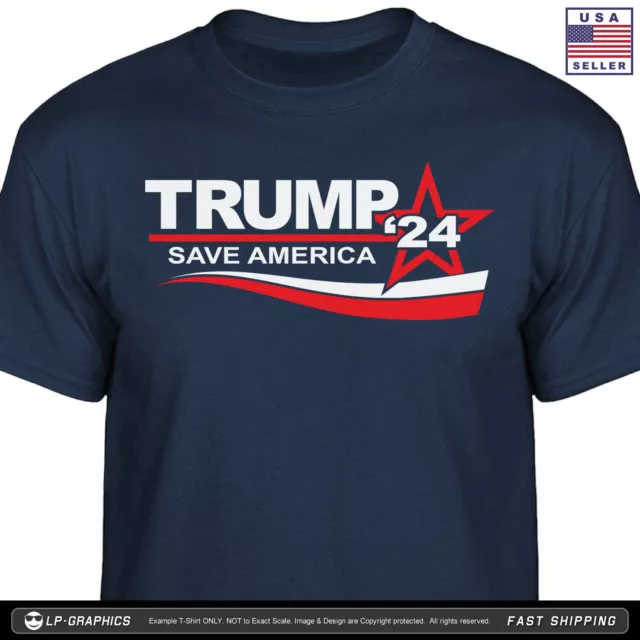 TRUMP 2024 Save America TShirt patriotic campaign maga usa flag men