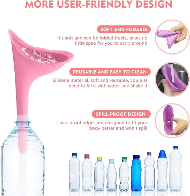 PORTABLE FEMALE URINATION Device, 2 Pack Reusable Silicone Standing ...