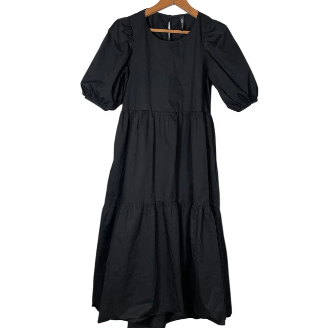 zara asymmetric poplin dress black LONG POPLIN DRESS / Asymmetric Hem 3XL / Black / Oxford