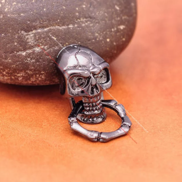 10X Anillo Calavera Negro Motociclista Punk Cartera Billetera Cadena Cuero Conector Concho