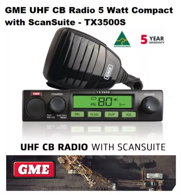 Gme Uhf Cb Radio 80 Channel 5 Watt Underdash Transceiver Tx3500S