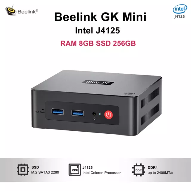 Beelink GK mini J4125 Intel Gaming Office Home Design Mini PC 8GB 256GB DDR4 4K