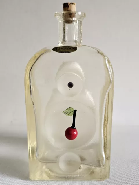 RARE Rikaro Cherry Art Glass Bottle. Czech Republic