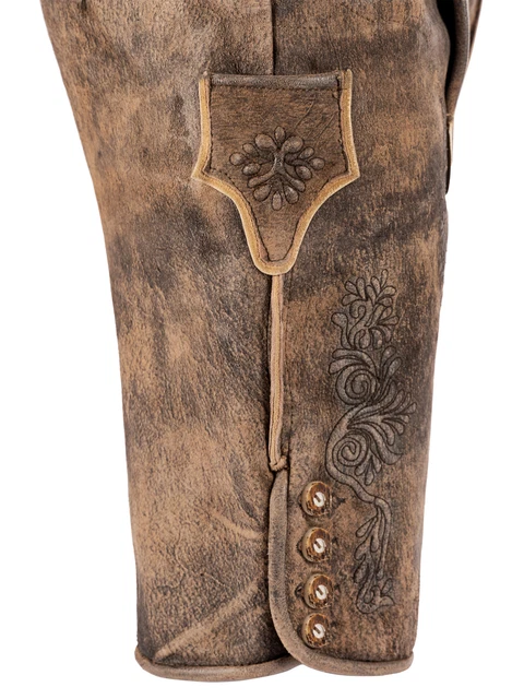 Pantaloni folcloristici in pelle corti Stefan sabbia 3