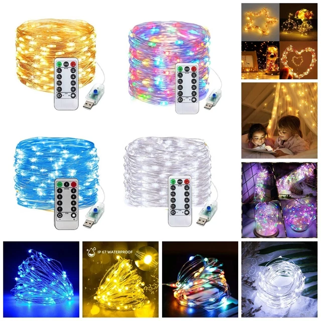 200/300 LED Fairy String Lights Solar/USB Twinkle Copper Wire Xmas Party Decor