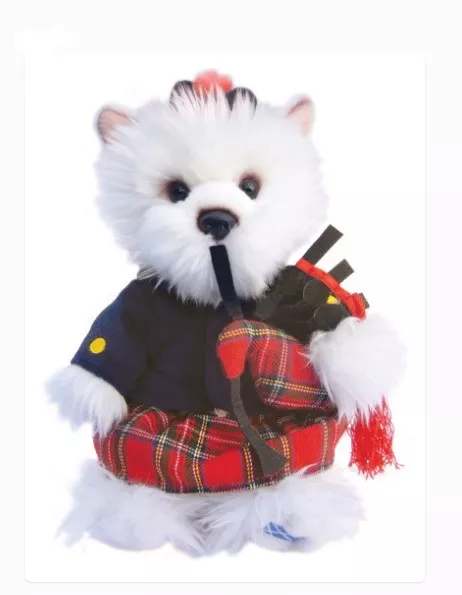 Scottish Plush WEST HIGHLAND TERRIER TARTAN PIPER - 12'' Stuffed Soft White Dog