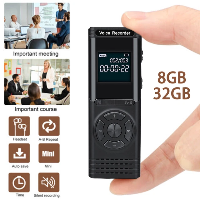 Rechargeable LCD Digital Audio Sound Voice Recorder Dictaphone 32GB MP3 Player