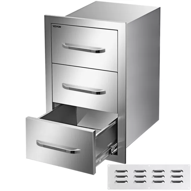 Triple Drawer Outdoor Kitchen BBQ Island Stainless Steel Drawer 15.7"X21.6"