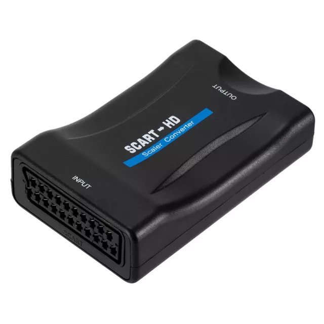 1080P SCART to HDMI Upscale Converter + USB A to DC Power Cable for HDTV STB DVD