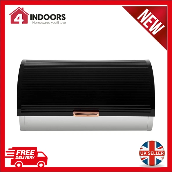 BREAD BIN BLACK & Rose Gold Tower T826000RB LINEAR Roll Top £24.35