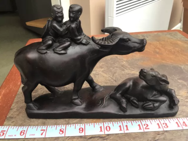 Vintage Chinese / Japanese figure of 3 children on Ox