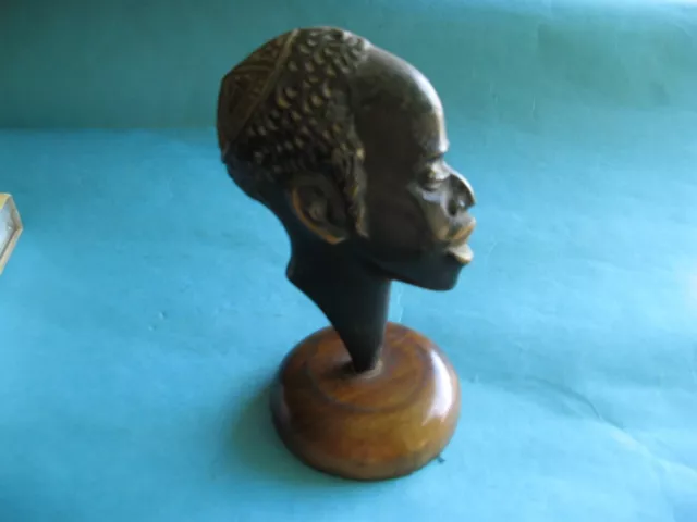 Israel Vintage 50-60 -Is Hakuli Bronze Head Of Jemenite Boy Signed Paper Label