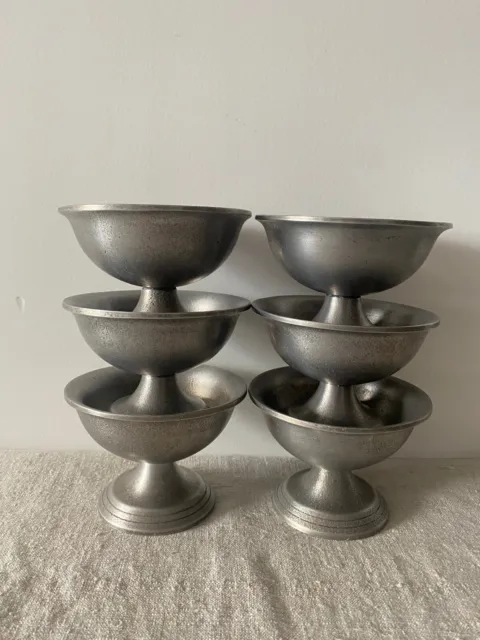 1922 Six Wilton Footed Pewter Sherbet Cups, Pedestal Bowls, Wilton Armetale Ice