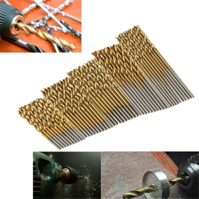 50Pcs 1/1.5/2/2.5/3mm Titanium Coated HSS High Speed Steel Drill Bit Hand ASY..x