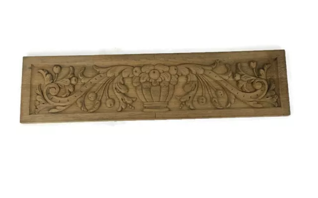 Antique French hand Carved Wooden Door Panel Pediment Reclaimed Architectural Fl