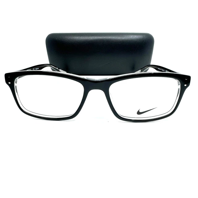 Nike Eyeglasses Frames 7242 001 Black Clear Rectangular Full Rim 53-16-140 H9641