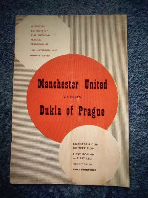 1957/58 Manchester United V Dukla Prague Programme European Cup, Freepost