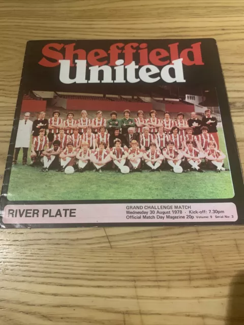 sheff utd V River Plate Grand Challenge Match 1978. Good Condition