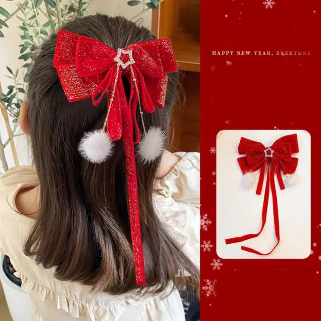 Red Velvet Bows Hair Ribbons Scrunchies for Women Girls Long Elastic Hair Tie кε