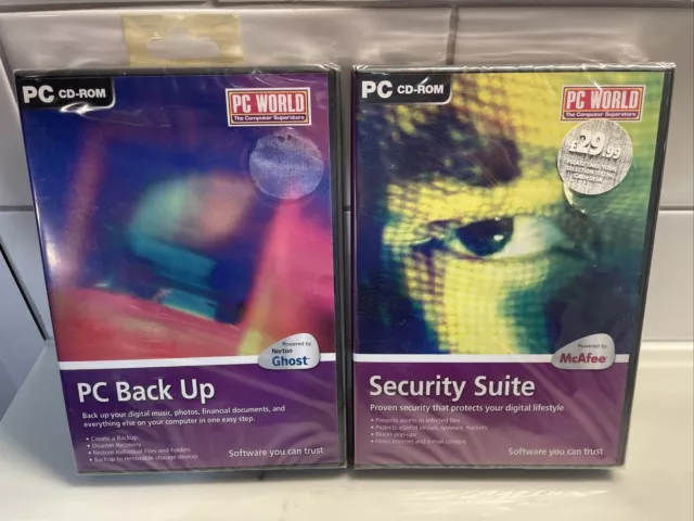 PC world McAfee security suite & norton ghost PC CD-ROM New Sealed 2005