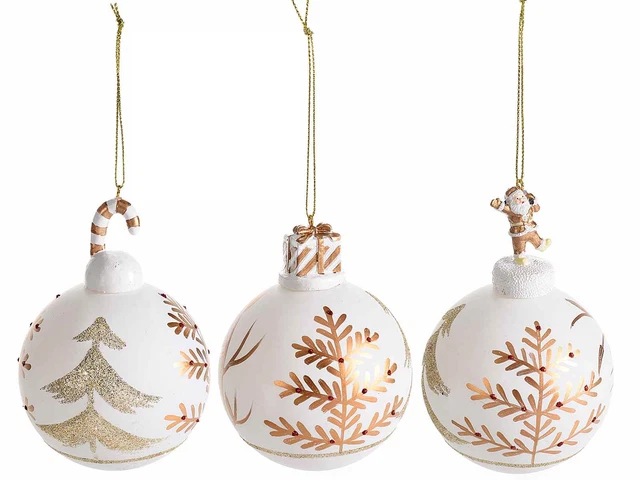 Palline Di Natale In Vetro Dipinte A Mano PALLINE DI NATALE in Vetro Lavorate a Mano con Personaggio 12 Pezzi