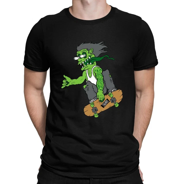 T-shirt unisex Zombie Skater Skateboard divertente pattinaggio monster