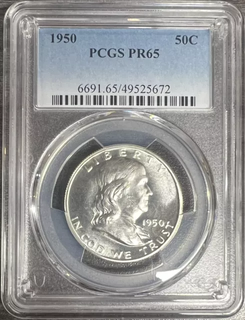 1950 Silver Proof Franklin Half Dollar PCGS PR65 🔥Stunning No Toning🔥