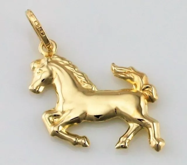 9ct Oro Amarillo Colgante Caballo / Charm 2