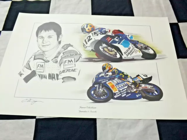 Print Jamie Whitham Yamaha Suzuki Wsb Bsb Tribute Chris Dugan Limited Edition