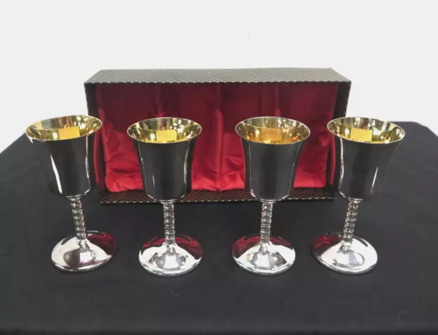 Set x 4 Plato Silver plated Wine Goblets England