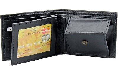 Mens Genuine Leather Bifold Wallet Coin Key Case Pocket Card ID Billfold Holder