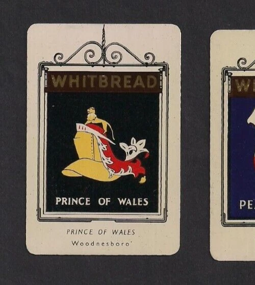 ORIGINAL WHITBREAD INN SIGN - PRINCE OF WALES, WOODNESBO No 27, 3RD ...
