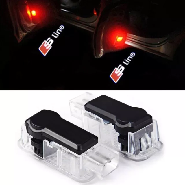 2 LED Lumière Projecteur Logo Audi S Line Portière Tunning Voiture Porte Eclaira