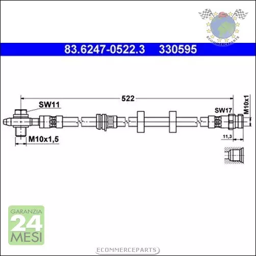 Tubo freni ATE Anteriore per SEAT IBIZA III IV CORDOBA SKODA ROOMSTER FABIA VW