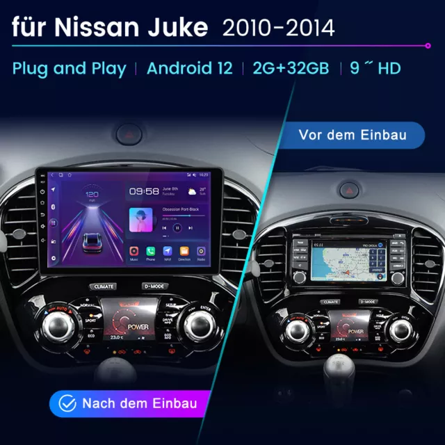 2+32G Android12 Autoradio Carplay GPS Navi BT WIFI DAB Für Nissan Juke 2010-2014 3