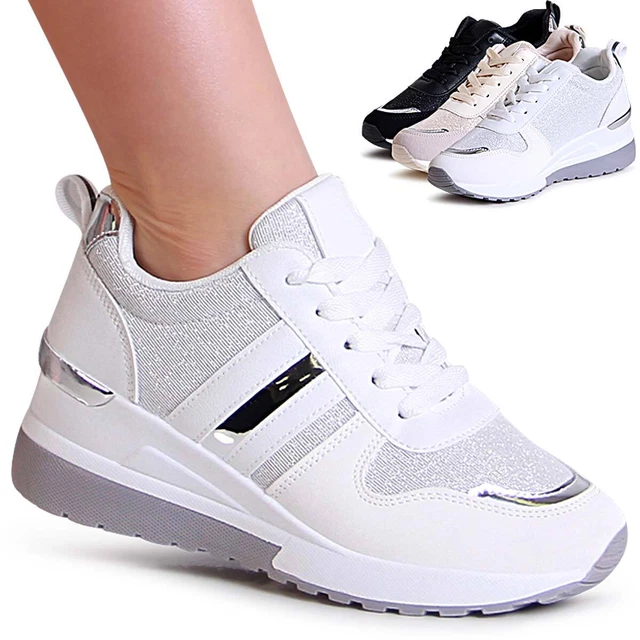 Chaussures Femme Semelle Compensée Baskets Basses Plateforme de Sport pour