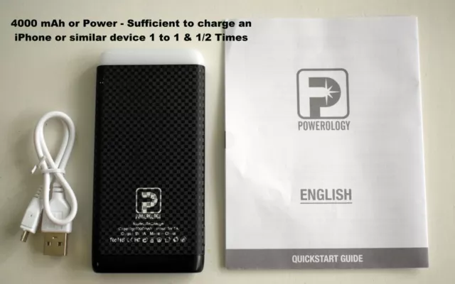 Powerology 4000 mAh Powerbank External Battery Charger for iPhone Samsung LG HTC