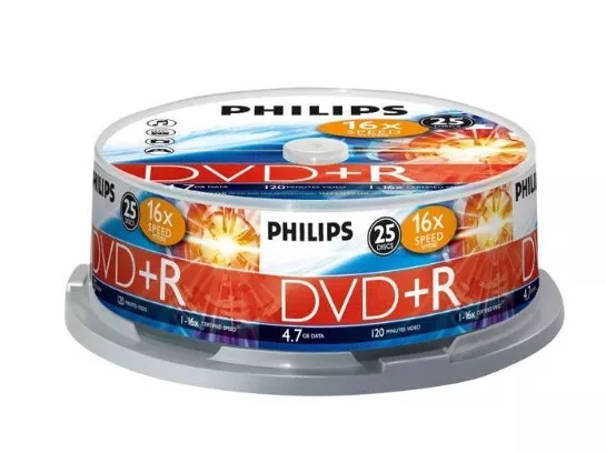 1x25 Philips - 10 x DVD+R  - 4.7gb ( 120 minutes ) 16x -