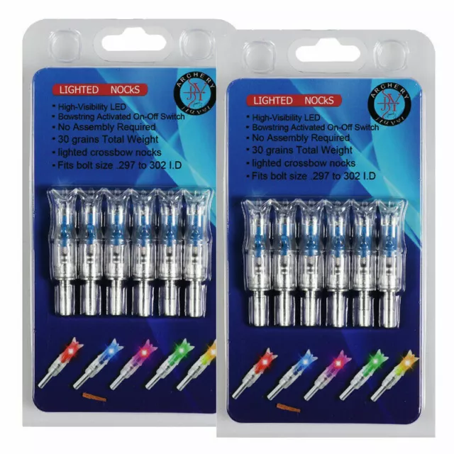 2 Packs (6Pcs/Pack) Blue Lighted Nock New Long Time I.D. 7.62mm For Crossbow