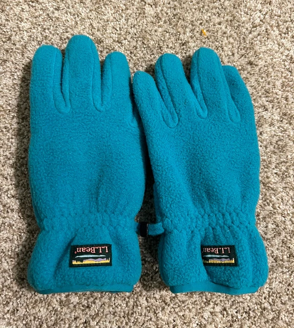 LL Bean Kids Youth Mountain Classic Fleece Gloves Lined Teal Blue Large 505078